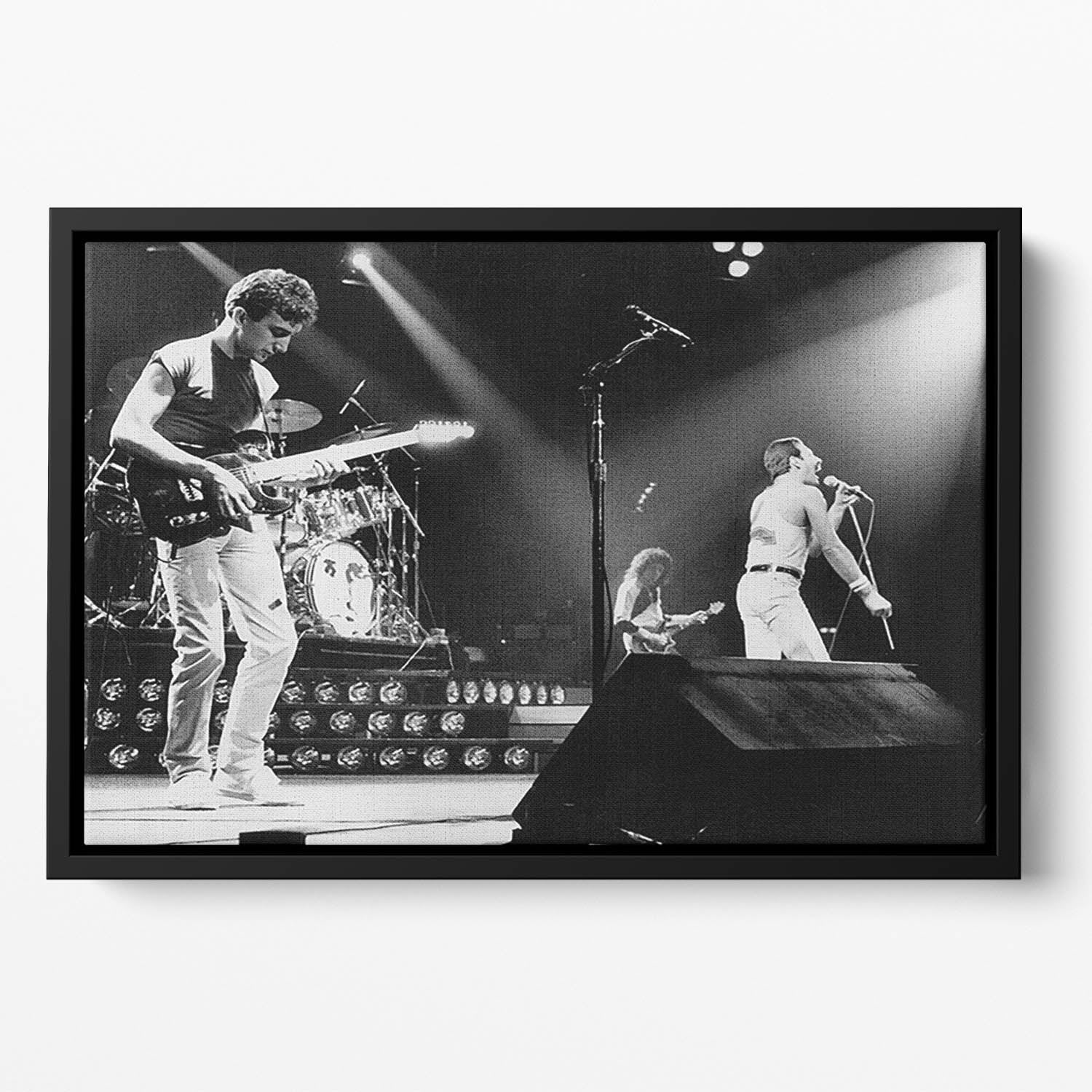 Queen Live On Stage Floating Framed Canvas