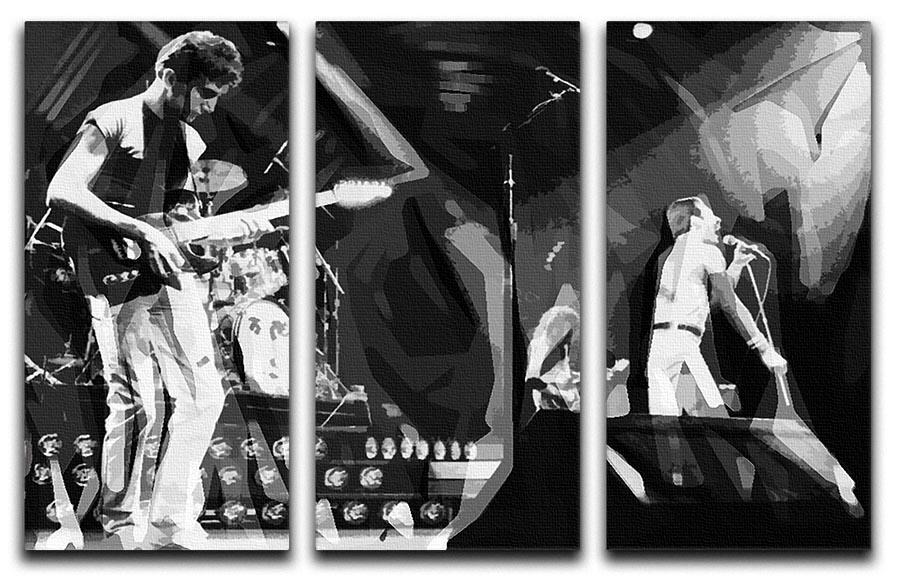 Queen Live On Stage Pop Art 3 Split Panel Canvas Print - Canvas Art Rocks - 1