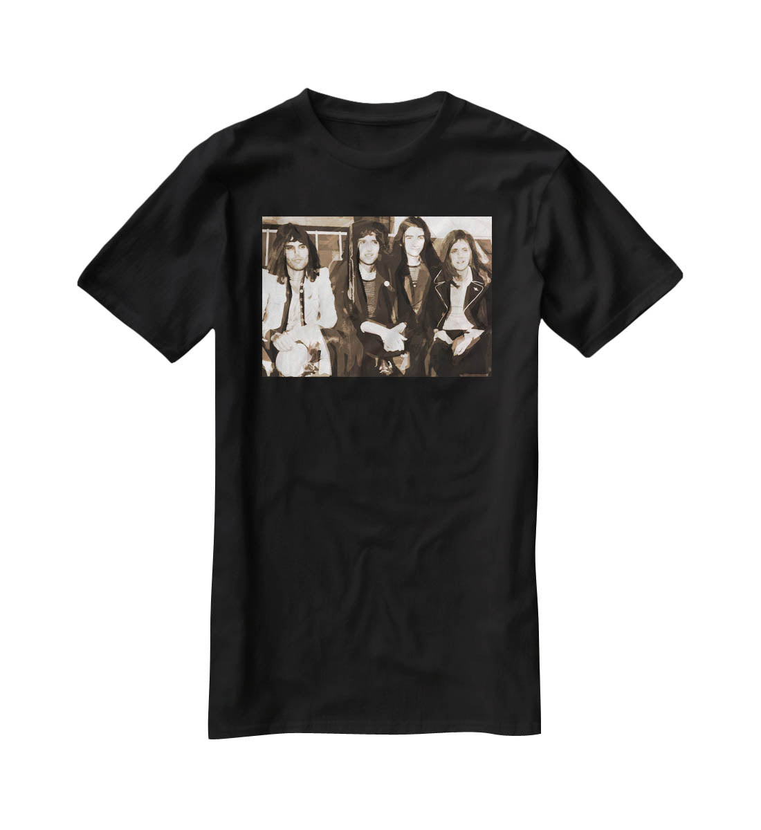 Queen Sepia Pop Art T-Shirt - Canvas Art Rocks - 1