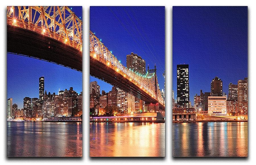 Queensboro Bridge over New York 3 Split Panel Canvas Print - Canvas Art Rocks - 1