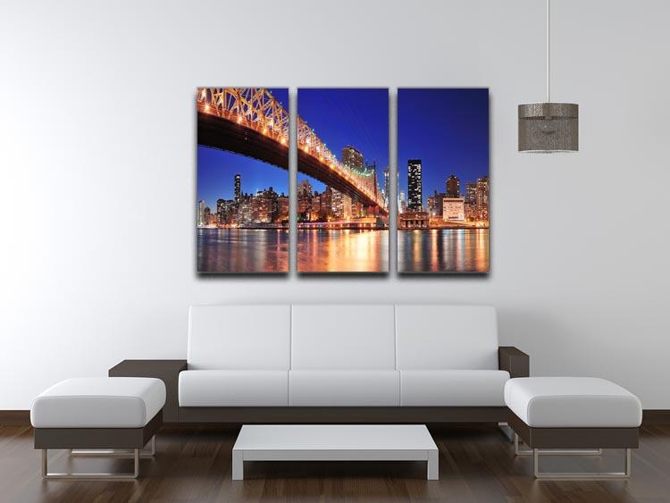 Queensboro Bridge over New York 3 Split Panel Canvas Print - Canvas Art Rocks - 3