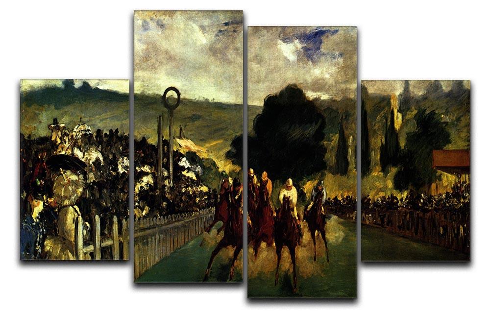 Race at Longchamp by Manet 4 Split Panel Canvas  - Canvas Art Rocks - 1