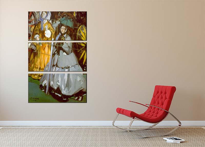 Racecourse by Manet 3 Split Panel Canvas Print - Canvas Art Rocks - 2