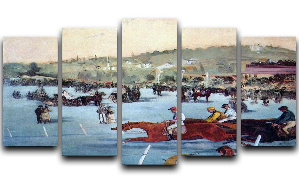 Races at the Bois de Boulogne by Manet 5 Split Panel Canvas  - Canvas Art Rocks - 1