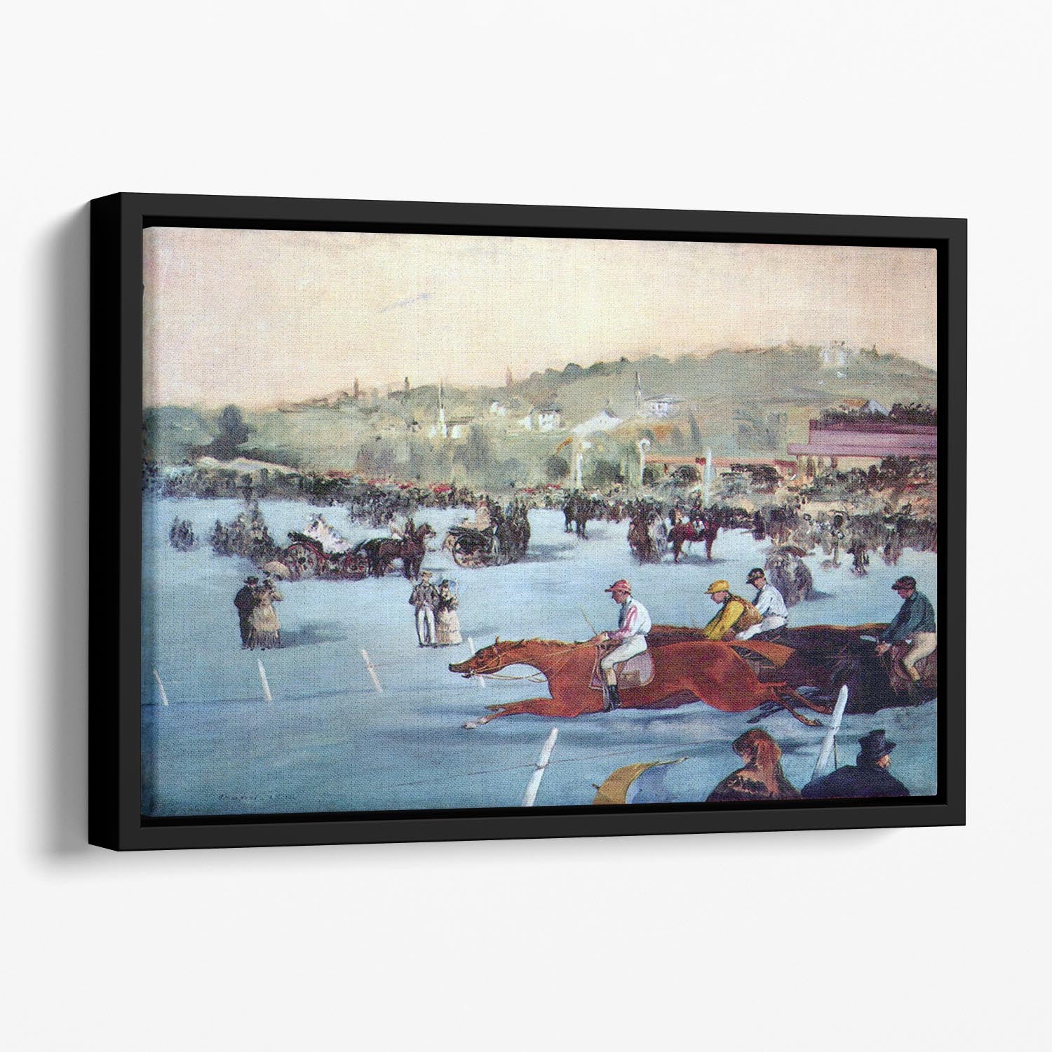Races at the Bois de Boulogne by Manet Floating Framed Canvas