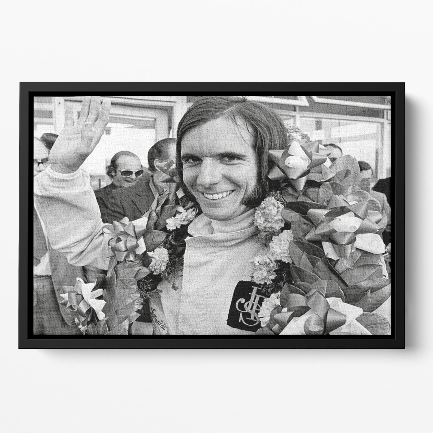 Racing driver Emerson Fittipaldi 1972 Floating Framed Canvas - Canvas Art Rocks - 2