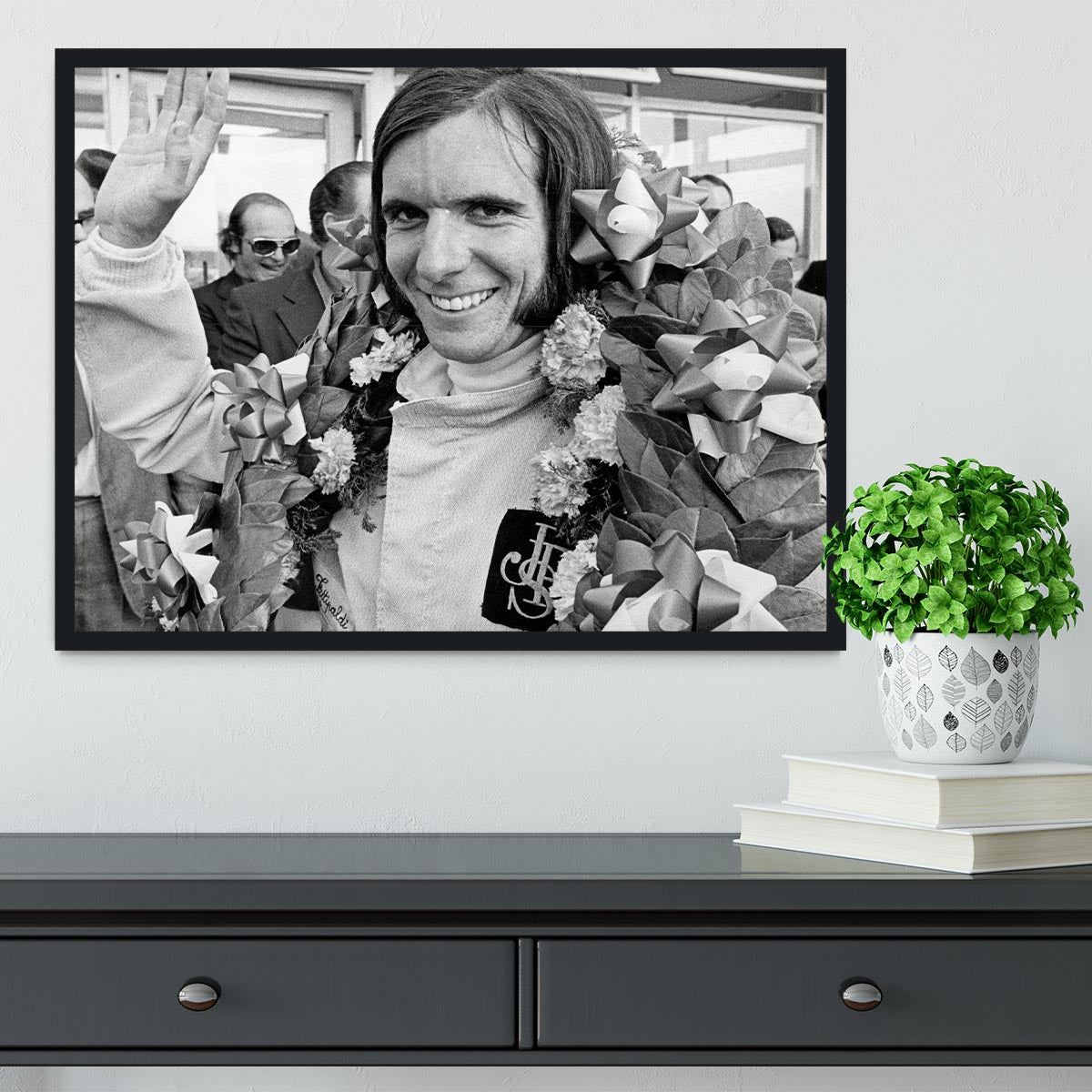 Racing driver Emerson Fittipaldi 1972 Framed Print - Canvas Art Rocks - 2