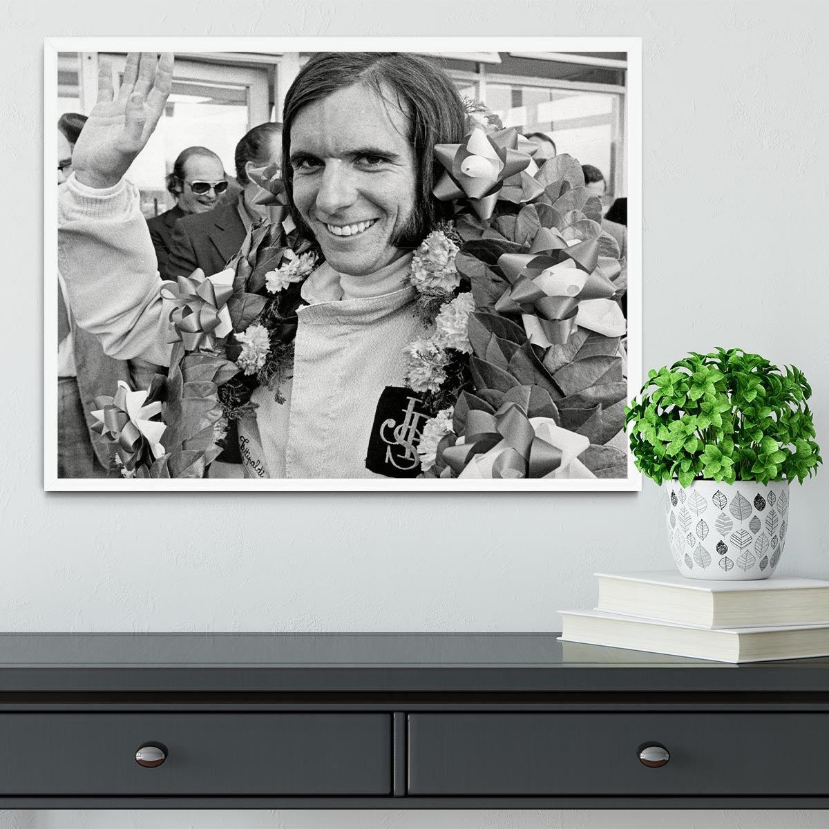 Racing driver Emerson Fittipaldi 1972 Framed Print - Canvas Art Rocks -6