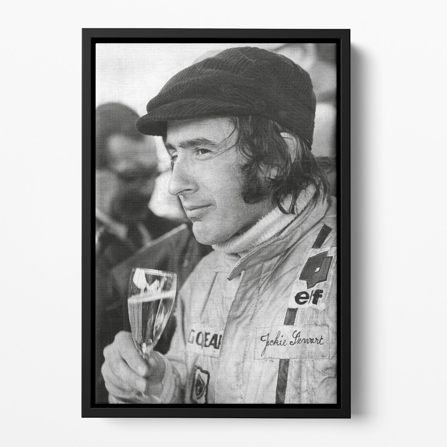 Racing driver Jackie Stewart in 1971 Floating Framed Canvas - Canvas Art Rocks - 2