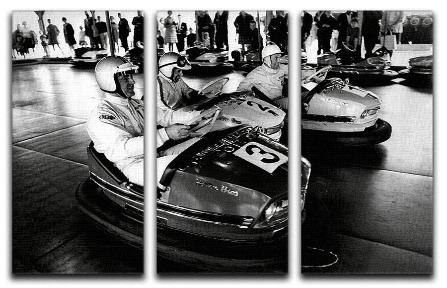 Racing drivers on the dodgems 3 Split Panel Canvas Print - Canvas Art Rocks - 1