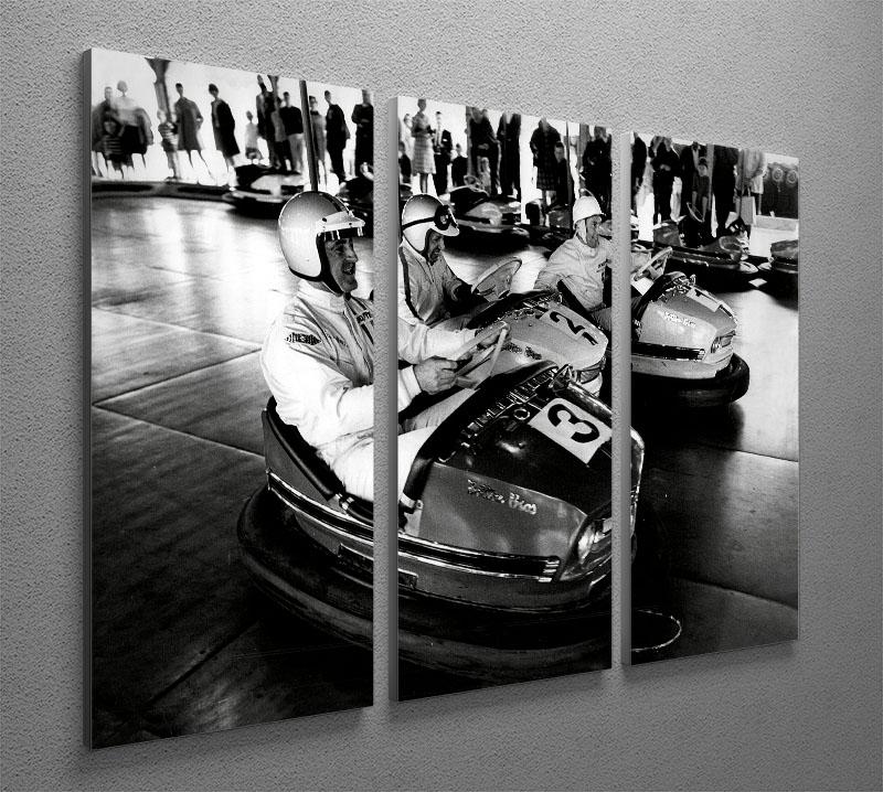 Racing drivers on the dodgems 3 Split Panel Canvas Print - Canvas Art Rocks - 2