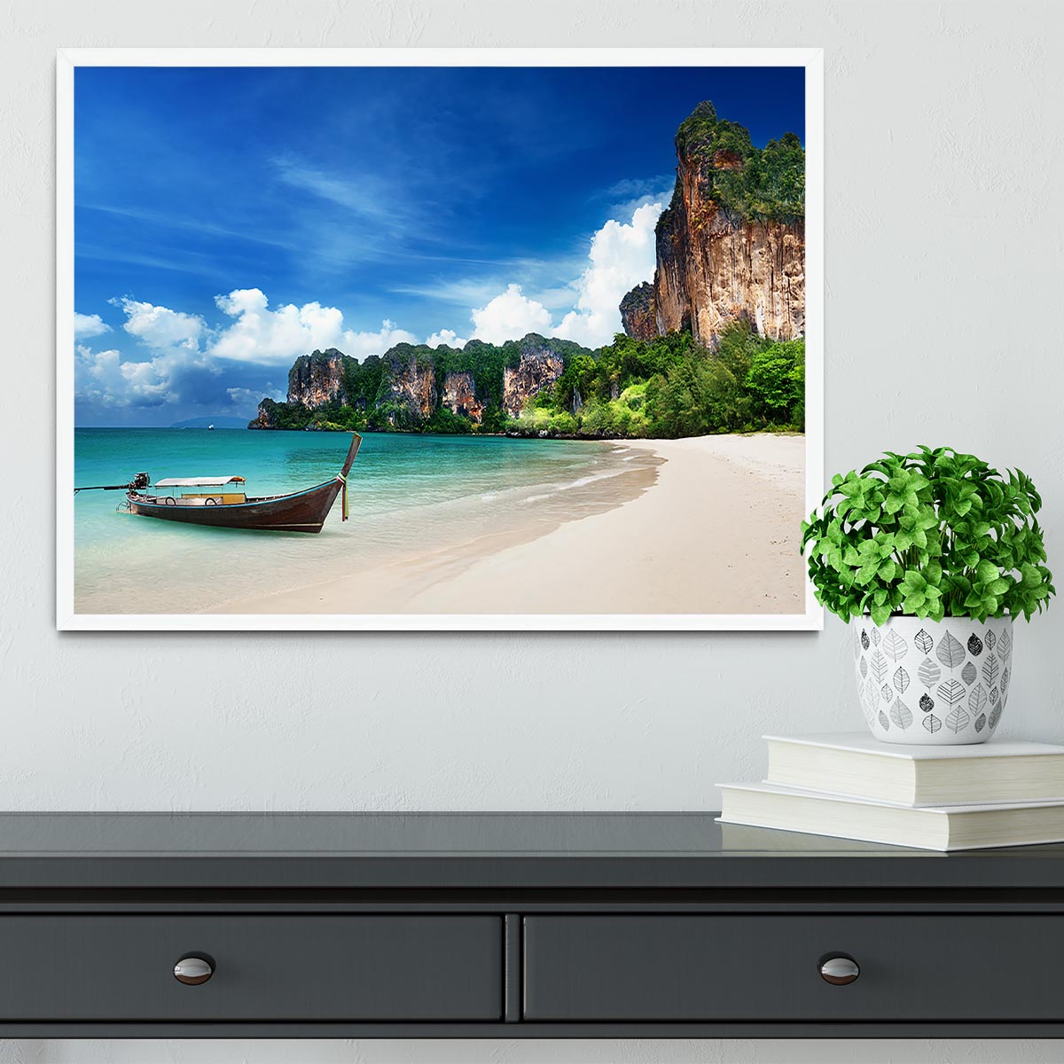 Railay beach in Krabi Thailand Framed Print - Canvas Art Rocks -6