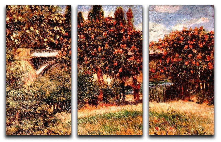 Railway bridge of Chatou by Renoir 3 Split Panel Canvas Print - Canvas Art Rocks - 1