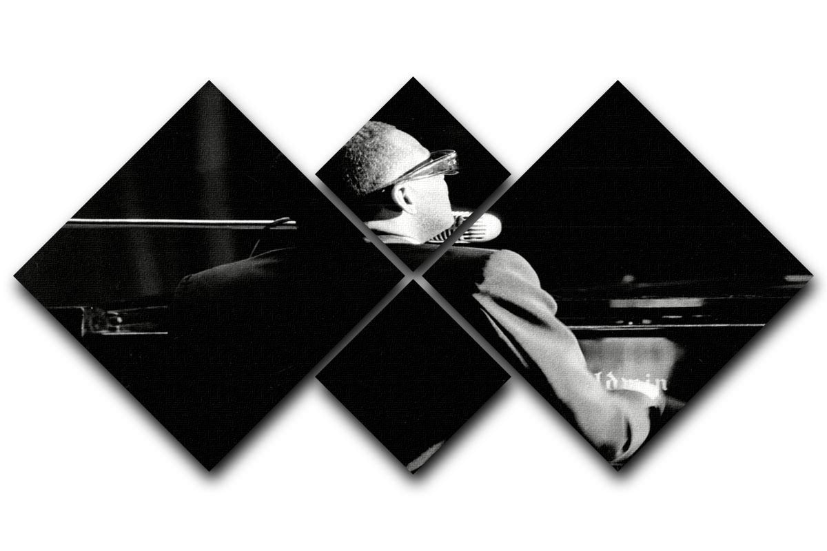 Ray Charles at the piano 4 Square Multi Panel Canvas  - Canvas Art Rocks - 1