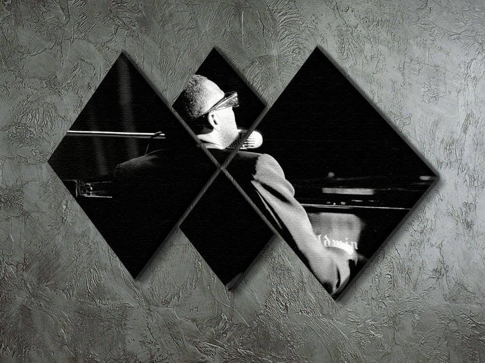 Ray Charles at the piano 4 Square Multi Panel Canvas  - Canvas Art Rocks - 2