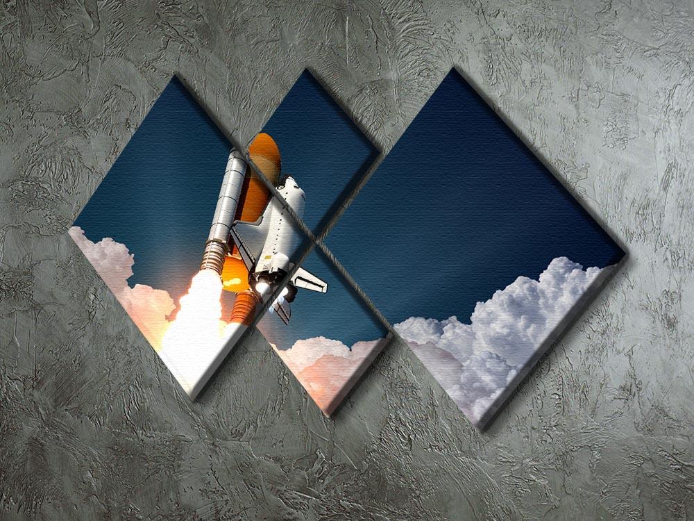 Realistic 3d Scene Of Space Shuttle 4 Square Multi Panel Canvas - Canvas Art Rocks - 2