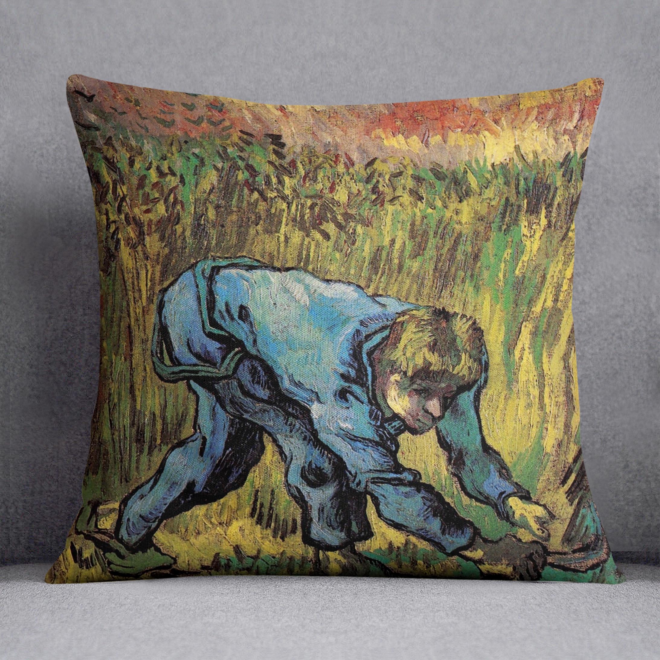 Reaper with Sickle after Millet by Van Gogh Cushion