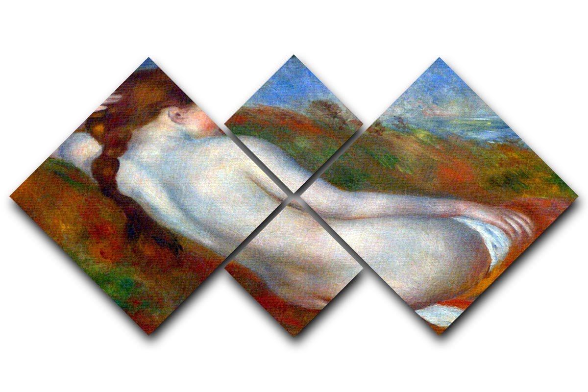 Reclining nude by Renoir 4 Square Multi Panel Canvas  - Canvas Art Rocks - 1