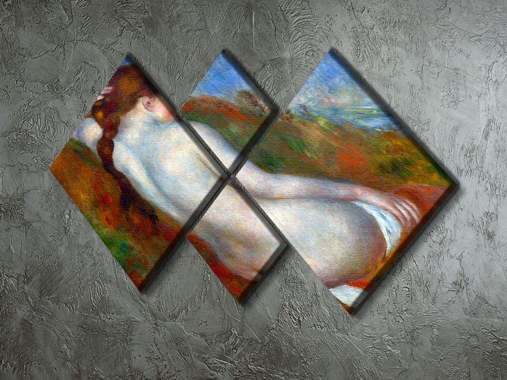 Reclining nude by Renoir 4 Square Multi Panel Canvas - Canvas Art Rocks - 2