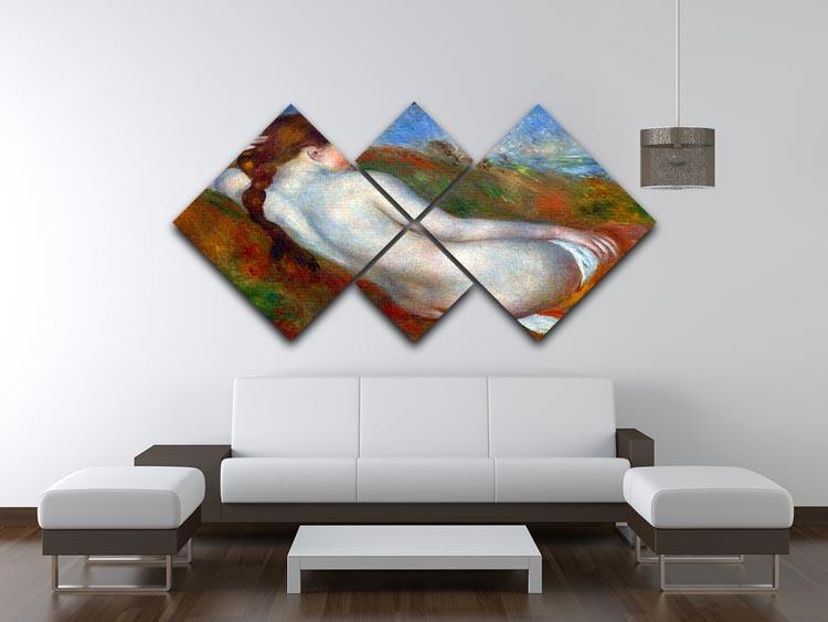 Reclining nude by Renoir 4 Square Multi Panel Canvas - Canvas Art Rocks - 3