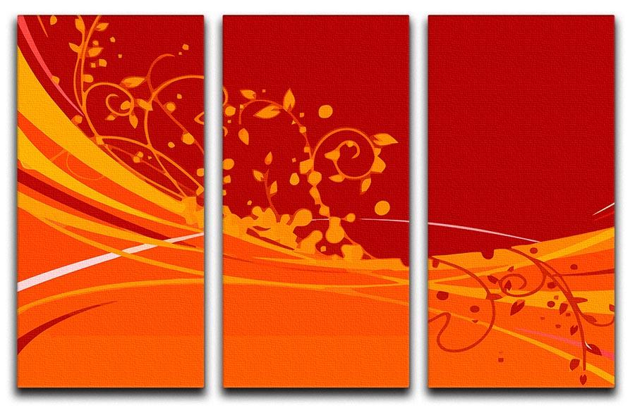 Red Abstract 3 Split Panel Canvas Print - Canvas Art Rocks - 1