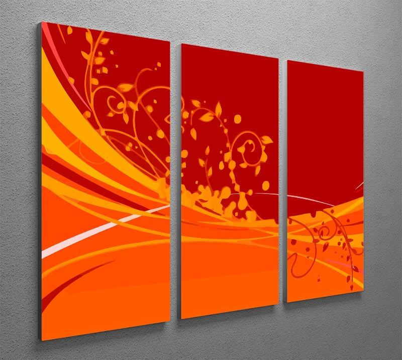 Red Abstract 3 Split Panel Canvas Print - Canvas Art Rocks - 2