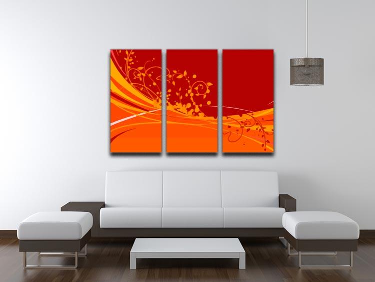 Red Abstract 3 Split Panel Canvas Print - Canvas Art Rocks - 3