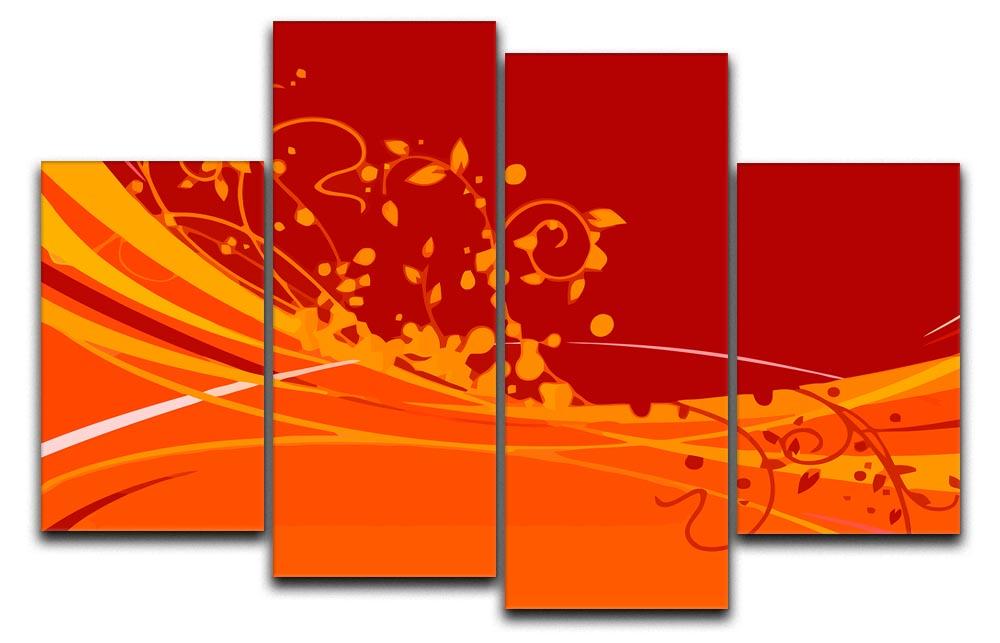 Red Abstract 4 Split Panel Canvas  - Canvas Art Rocks - 1