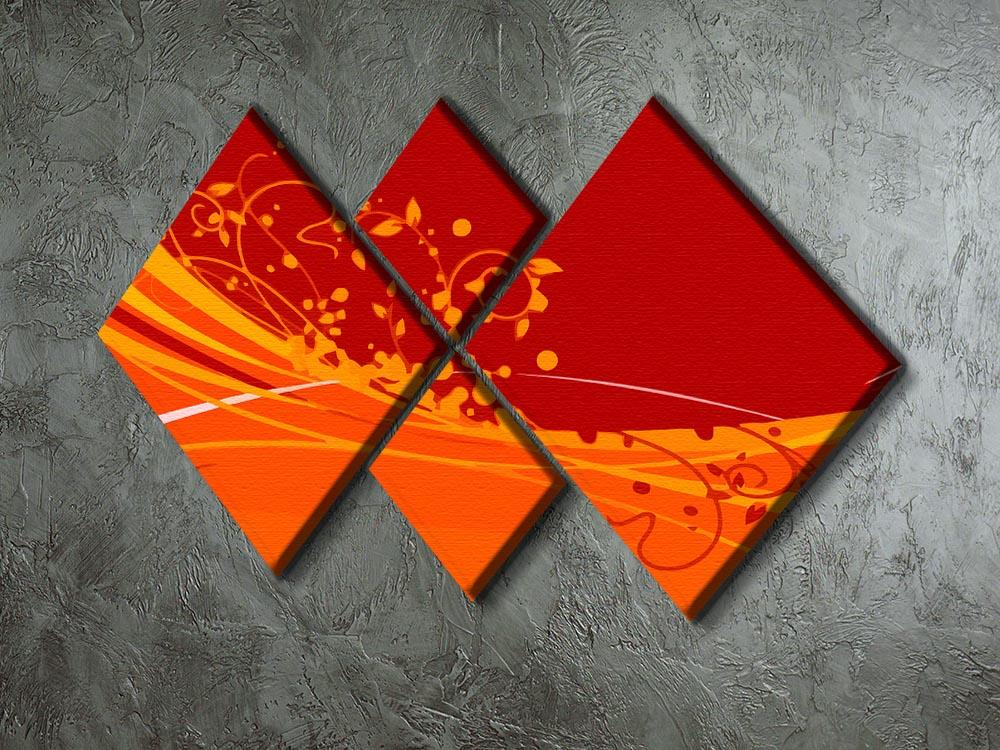 Red Abstract 4 Square Multi Panel Canvas - Canvas Art Rocks - 2