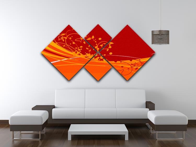 Red Abstract 4 Square Multi Panel Canvas - Canvas Art Rocks - 3
