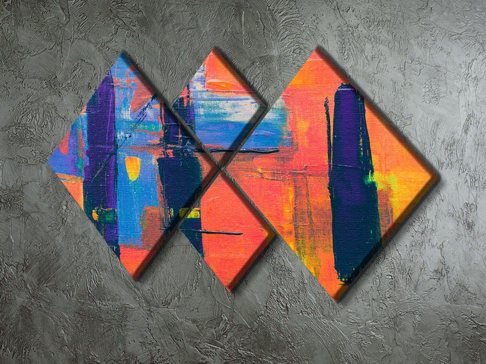 Red And Blue Abstract Painting 4 Square Multi Panel Canvas - Canvas Art Rocks - 2