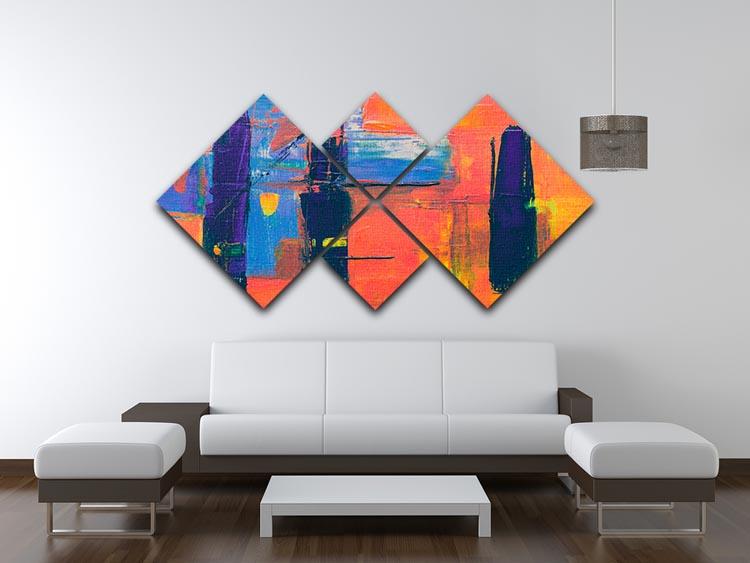 Red And Blue Abstract Painting 4 Square Multi Panel Canvas - Canvas Art Rocks - 3