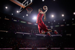 Red Basketball player in action Wall Mural Wallpaper - Canvas Art Rocks - 1