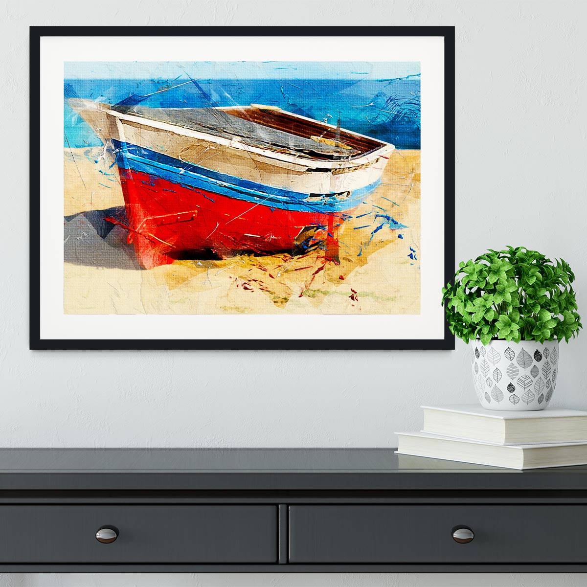 Red Boat Framed Print - Canvas Art Rocks - 1