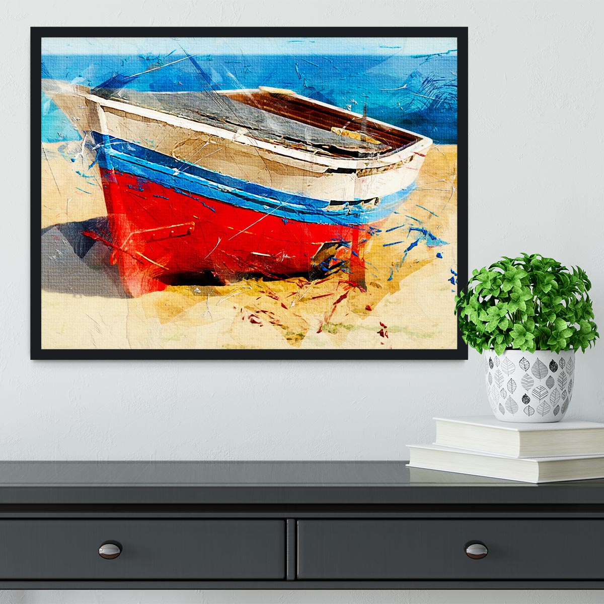 Red Boat Framed Print - Canvas Art Rocks - 2