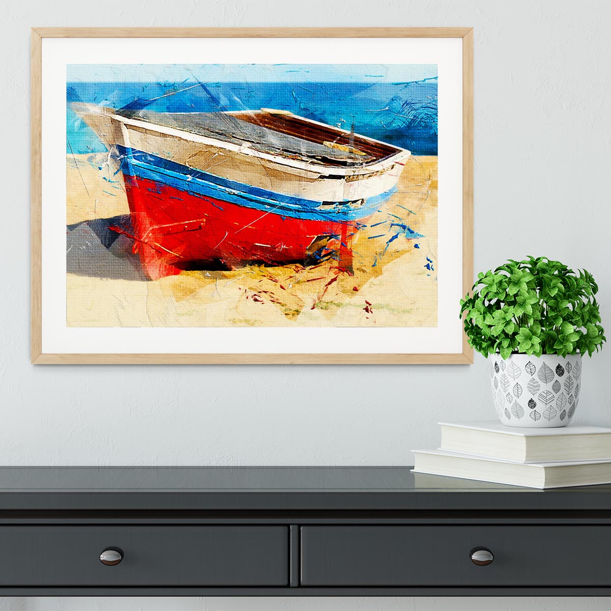 Red Boat Framed Print - Canvas Art Rocks - 3