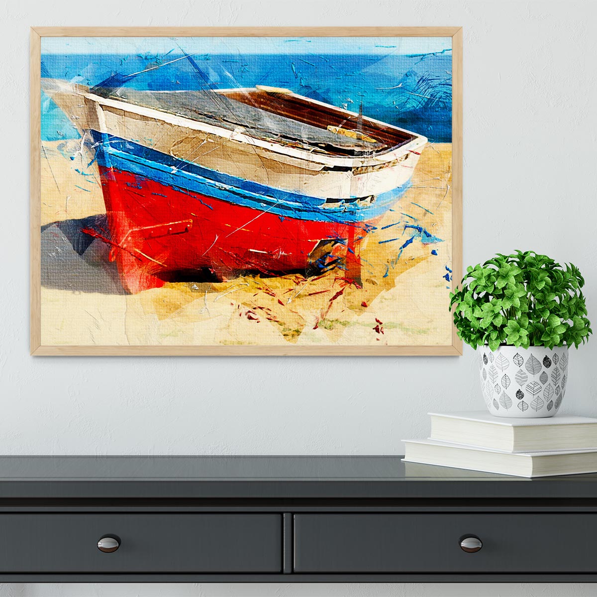 Red Boat Framed Print - Canvas Art Rocks - 4