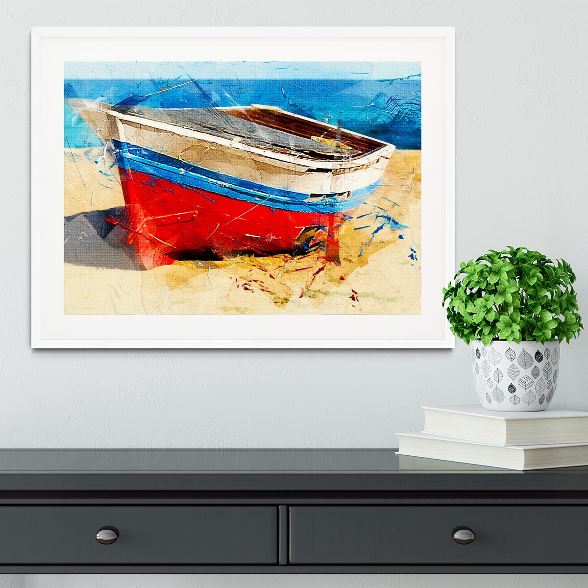 Red Boat Framed Print - Canvas Art Rocks - 5