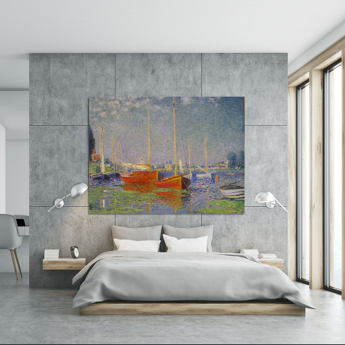 Red Boats at Argenteuil by Monet Canvas Print or Poster - Canvas Art Rocks - 5
