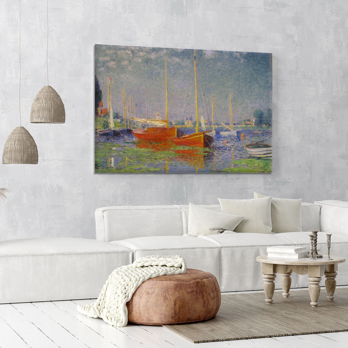 Red Boats at Argenteuil by Monet Canvas Print or Poster - Canvas Art Rocks - 6