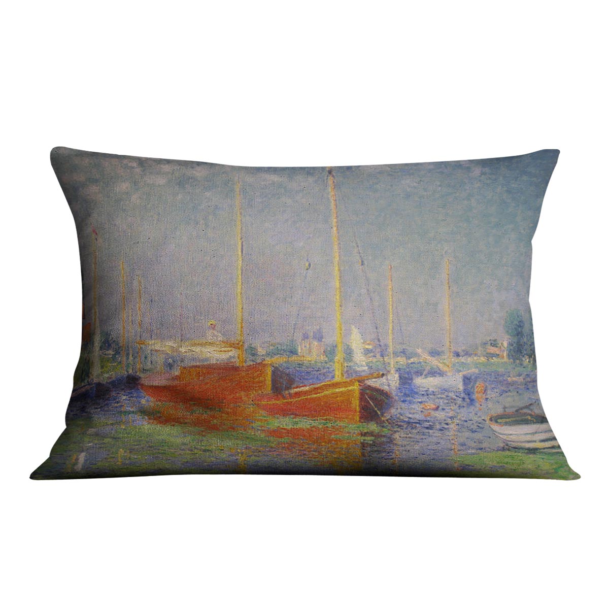 Red Boats at Argenteuil by Monet Cushion