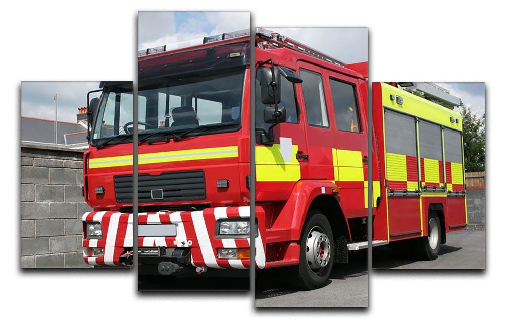 Red British fire engine 4 Split Panel Canvas  - Canvas Art Rocks - 1