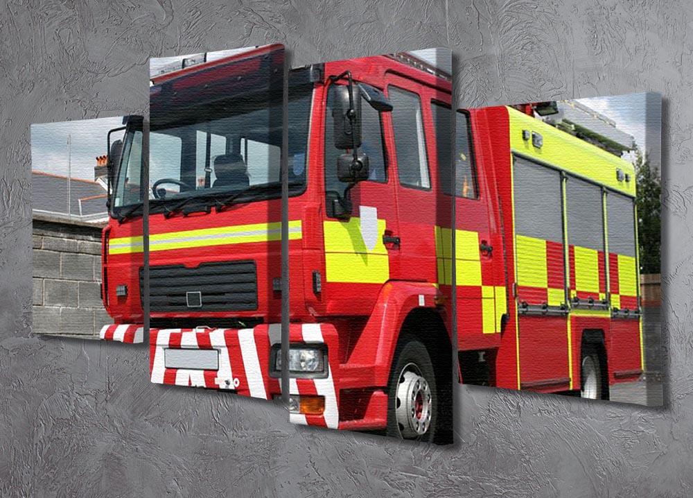 Red British fire engine 4 Split Panel Canvas  - Canvas Art Rocks - 2