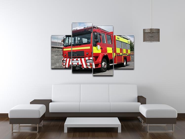 Red British fire engine 4 Split Panel Canvas  - Canvas Art Rocks - 3