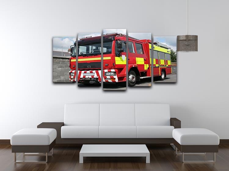 Red British fire engine 5 Split Panel Canvas  - Canvas Art Rocks - 3