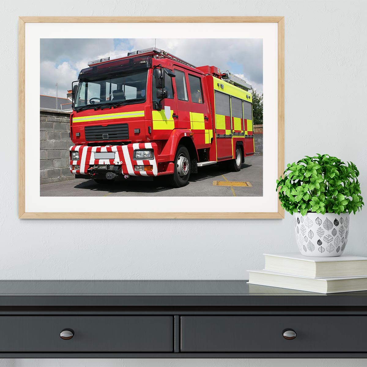 Red British fire engine Framed Print - Canvas Art Rocks - 3