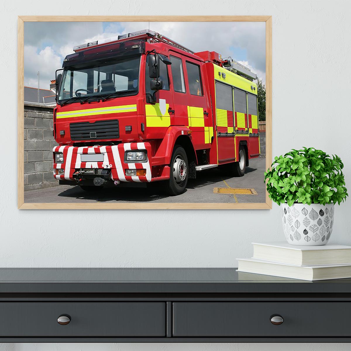 Red British fire engine Framed Print - Canvas Art Rocks - 4