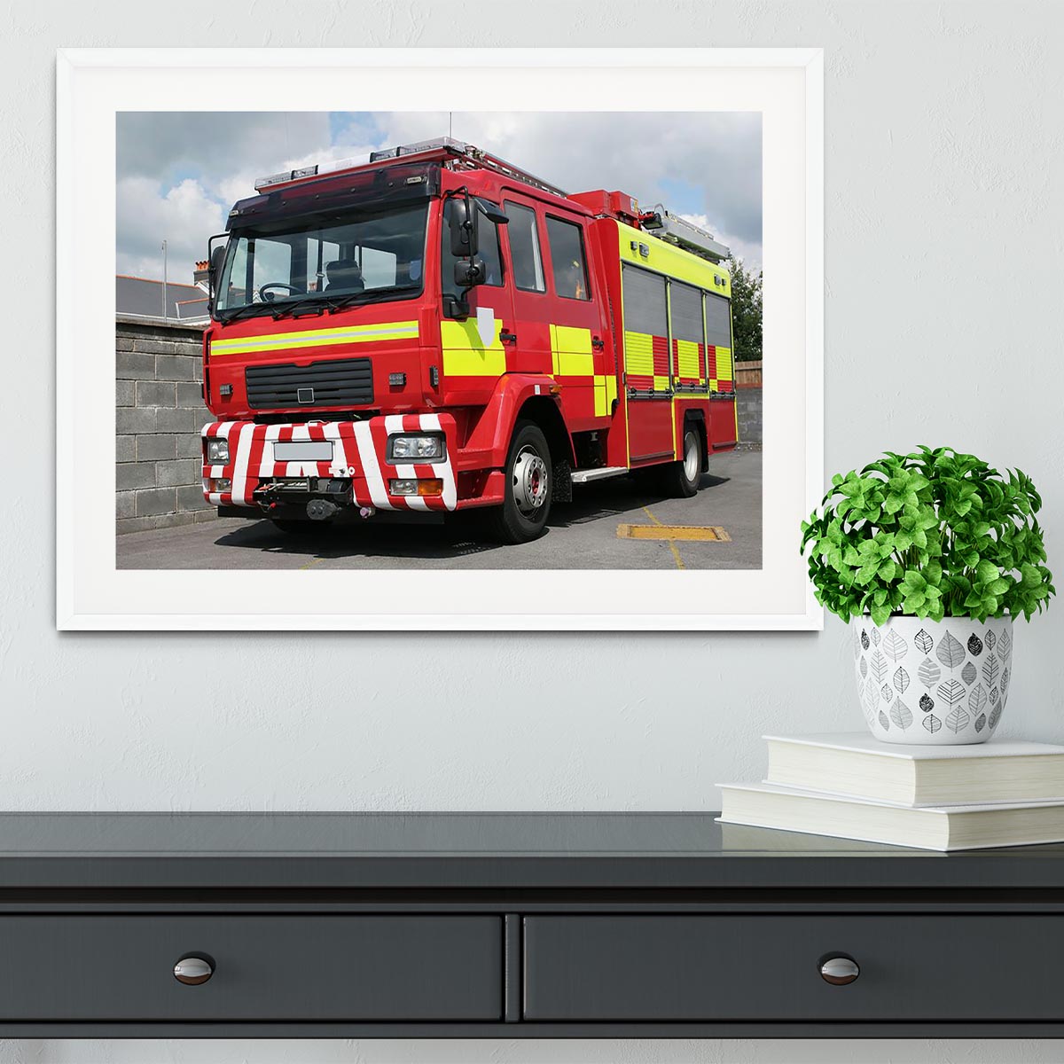 Red British fire engine Framed Print - Canvas Art Rocks - 5