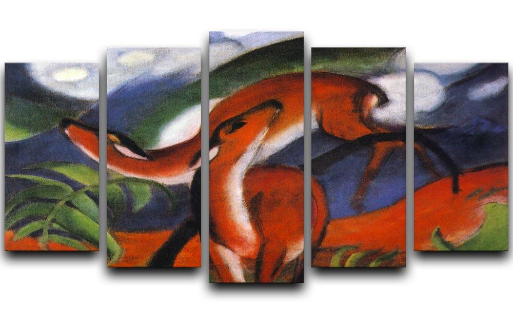 Red Deer II by Franz Marc 5 Split Panel Canvas  - Canvas Art Rocks - 1