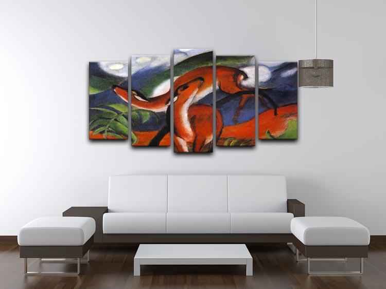 Red Deer II by Franz Marc 5 Split Panel Canvas - Canvas Art Rocks - 3